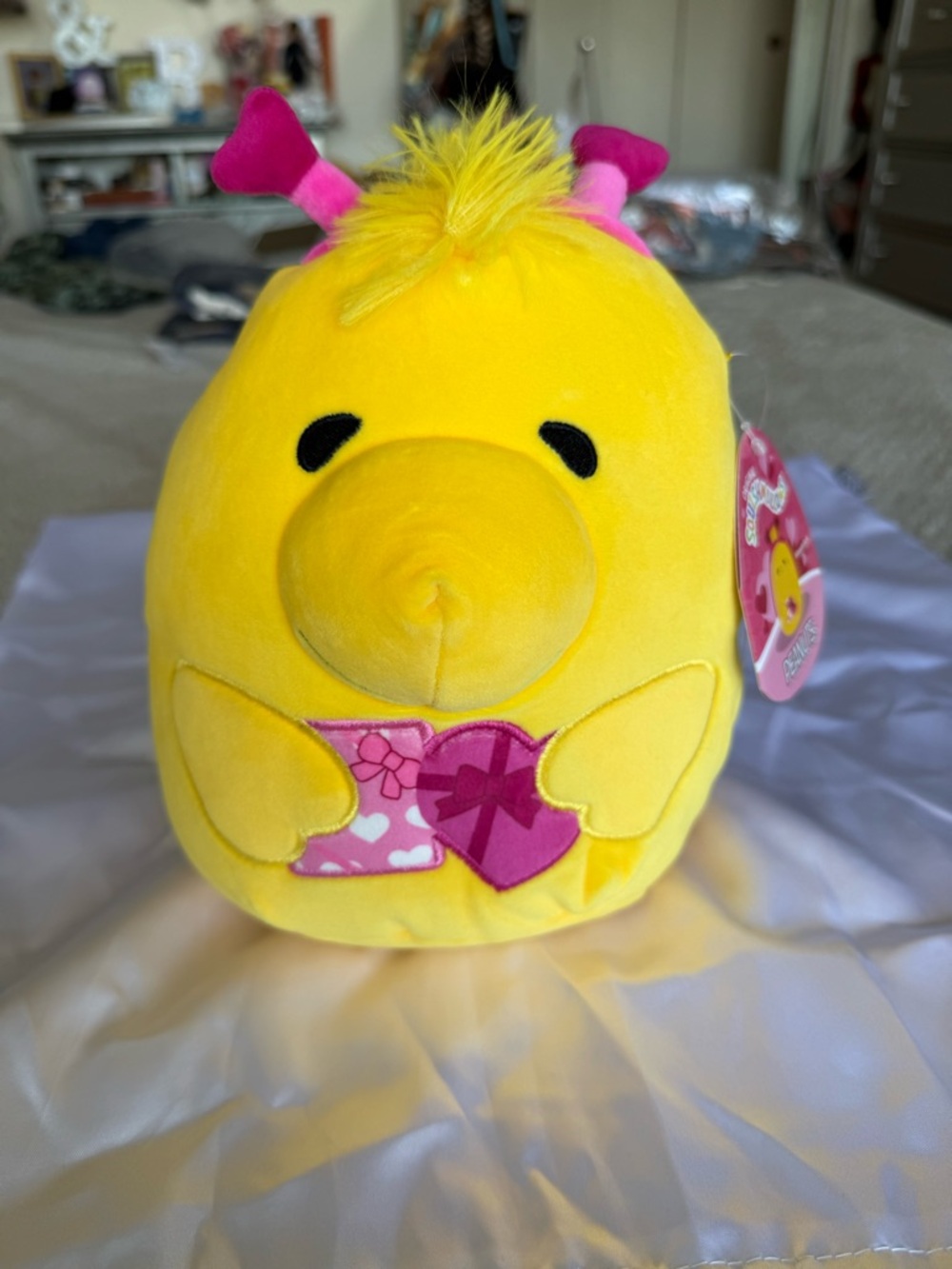 Squishmallows Yellow Plush with Pink Accents